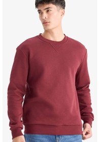 Resim Defacto Regular Fit Bisiklet Yaka Basic Düz Kalın Sweatshirt T3777az25aubr194 Bordo 