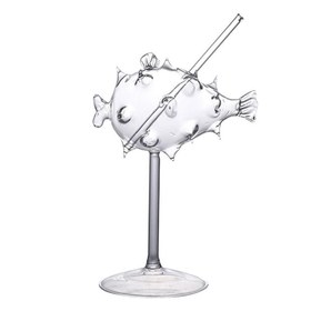 Resim Luxegon Pipetli Balon Balık Kokteyl Bardak, 200 ml 