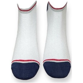 Resim Me-vo Tekli Beyaz Renkli Bay/bayan Unisex Esnek Nem Alabilen Pamuklu Çizgili Patik Çorap Beyaz 
