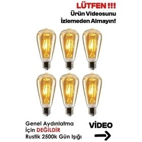 Resim Edison Rustik LED Ampul 6'lı Eko Paket Amber E27 Duy Armut Tipi 4 W Dekoratif Vıntage Aydınlatma 