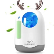 Resim Taşınabilir Mini Nemlendirici, Soğuk Sis, Beyaz, Pille Çalışan, USB ile Çalışan, Sessiz Çalışma, Gece Lambası, 300ML, 8 Saat, Bebek Odası, Küçük Yatak Odası 