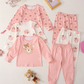 Resim Kız Çocuk Pijama Takımı, 6 Parça Set 