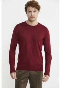 Resim Erkek Sıfır Yaka Basic Triko Kazak - Bordo 001 