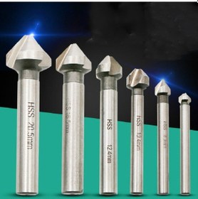 Resim Sones 6'sı 1 Arada 90 Derece Üç Kenarlı Pah Kırma Bıçağı Ağaç İşleme Freze Kesici Pah Kırma Makinesi Delik Açıcı, Paket: Demir Kutu Beyaz Elmas 