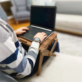 Resim Katlanabilir Ahşap Laptop Standı Sehpası Masası Notebook Standı Bilgisayar Yükselticisi 