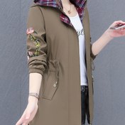 Resim Kadınlar İçin Kore Tarzı Kapüşonlu Fermuarlı Ceket - Kore Dalgası (K-Drama) Stili Yaka Detaylı Uzun Boy Mont, Kore Dalgası Baskı (Esnek Olmayan Kumaş) Günlük ve Resmi Kullanım İçin - İlkbahar/Sonbahar Dış Giyim (Elde Yıkanabilir) - Kore Modası 