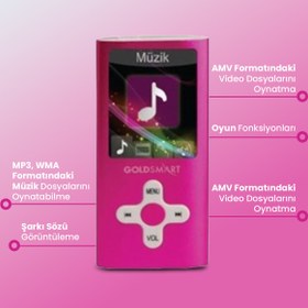 Resim Goldsmart Mp3-224 Pembe 8gb Digital Ses Kayıt Özellikli Mp3 Player 