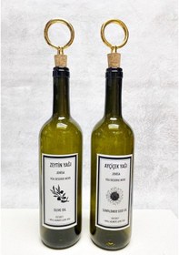 Resim Altın Halka Mantar Tıpalı 750ml Yeşil Şişe Etiketli Yağlık Yağdan 