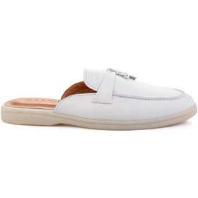 Resim Beyaz Leather Erkek Terlik E04079975603 Beyaz 