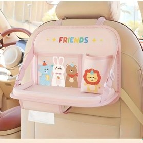 Resim Dashanshop Pembe Araç İçi Katlanır Masa - Telefon, Bardak, Mendillik, Çantalı Tüm Araçlar İçin 