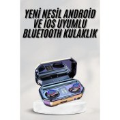 Resim Techno Stock Yeni Nesil Bluetooth Kulaklık Uzun Pil Ömrü El Fenerli Dijital Şarj Göstergeli 