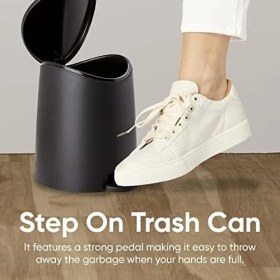 Resim Superio Kapaklı Küçük Plastik Banyo Çöp Kutusu 3 Litre Siyah Modern Kavisli Ayak Pedallı Çöp Kovası, Mini Mutfak Çöp Kutusu, Yatak Odası, Ofis, Masa Altı Için Dayanıklı ve Yumuşak Kapanır 