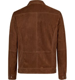 Resim Wade Erkek Kahverengi Slim-Fit Süet Deri Ceket - Kahverengi / 