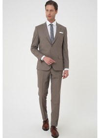 Resim Efor Slim Fit Çift Yırtmaç Dokulu Esnek Klasik Vizon Takım Elbise Tk 915 Vizon 