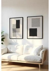 Resim Huhuli Ahşap Siyah Çerçeveli 2 Parça Set Tablo Huhu145 