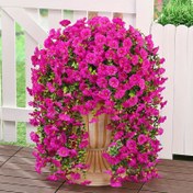 Resim 2 Adet UV Dirençli Yapay Asılı Sabah Zaferi - Canlı Magenta Çiçekler Gerçekçi Sahte Yeşillik Tasarımı ile, 70.1 cm Uzunlukta, Dış Mekan Veranda ve Teras Dekoru için Mükemmel, Bakım Gerektirmez, Dayanıklı Plastik Yapraklar, Tatiller ve Mevsimlik Süslemeler için İdeal, Bahçe Süslemeleri, Şık Vazo Tasarımı, Bakımsız Bitkiler 