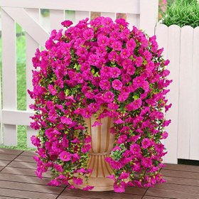 Resim 2 Adet UV Dirençli Yapay Asılı Sabah Zaferi - Canlı Magenta Çiçekler Gerçekçi Sahte Yeşillik Tasarımı ile, 70.1 cm Uzunlukta, Dış Mekan Veranda ve Teras Dekoru için Mükemmel, Bakım Gerektirmez, Dayanıklı Plastik Yapraklar, Tatiller ve Mevsimlik Süslemeler için İdeal, Bahçe Süslemeleri, Şık Vazo Tasarımı, Bakımsız Bitkiler 