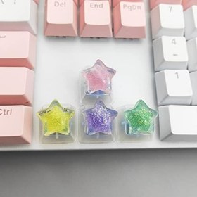 Resim KITMOUS YupYay Cherry Mx Switch için 4 Tuşlu Renkli Yıldız tuş kapakları Mekanik Klavye Oyun Dekorasyonu Özel Arkadan Aydınlatmalı Tuş Başlıkları Hediye OEM 