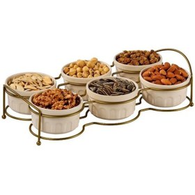 Resim Edora Home Gold Altı Bölmeli Çerezlik İkram Seti Metal Paslanmaz 