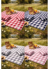 Resim Valerium Sıvıya Ve Lekeye Dayanıklı Silikon Dolgulu Piknik Seti 170x170cm + 2 Minder Turkuaz 