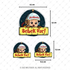 Resim Bay Etiket Bob18 Astronot Temalı Arabada Bebek Var Etiketi Arabalara Özel Nano Teknolojik Folyo 
