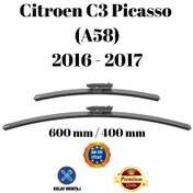 Resim Citroen C3 Picasso A58 2016 2017 Uyumlu Ön Cam Muz Tipi Silecek Süpürgesi Seti 600/400mm Silbak 