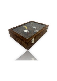 Resim RichBox 15'Li Saat Kutusu Süet Kahverengi 