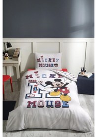 Resim Özdilek Disney Lisanslı Mickey Col Gri Tek Kişilik %100 Pamuk Lastik Çarşaflı Nevresim Takımı Gri 
