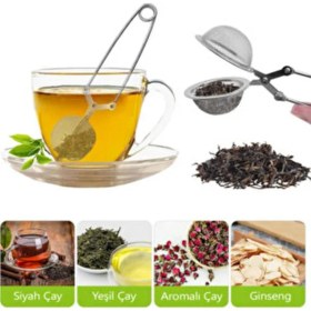 Resim Ciyeska Paslanmaz Çelik Maşalı Çay Süzgeci - Bitki Çayı Demleme Süzgeci ve Un , Kakao , Pudra Şekeri Eleği 