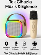 Resim Zineets Işıklı Yüksek Ses Party Box Bluetooth Hoparlör Taşınabilir Şarjlı Ses Sistemi Kablosuz Karaoke Mic 