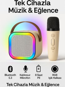 Resim Zineets Işıklı Yüksek Ses Party Box Bluetooth Hoparlör Taşınabilir Şarjlı Ses Sistemi Kablosuz Karaoke Mic 