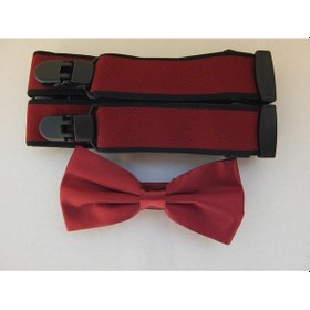 Resim Bordo Papyon & Bordo Pantolon Askısı İkili Kombin Yetişkin Boy Bordo 