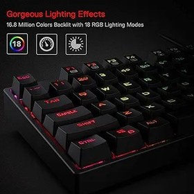 Resim Redragon K582-US Surara RGB LED arkadan aydınlatmalı QWERTY mekanik oyun klavyesi, 104 tuşlu, ABD düzeni (kırmızı şalter – ABD düzeni) 