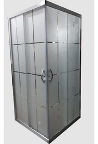 Resim Pal 90x90 cm H:180 Parlak Profilli Desenli Cam Duşakabin 