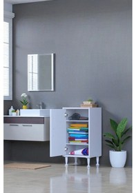 Resim Eliusta Sabir 35 Cm 2 Raflı Beyaz Banyo Mutfak Dolabı 3 Bölmeli Çok Amaçlı Dolap 35x75x32,5 Cm Düzenleyici Beyaz 