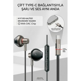 Resim Mtl Type-C Mıknatıslı Stereo Kulaklık Şarj Girişli Tak Çalıştır Oyuncu - Yüksek Ses Kalitesi MT255 