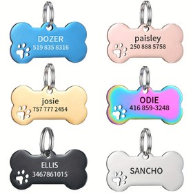 Resim Özel Kazınmış Köpek ve Kedi Kimlik Etiketi - Pati Baskılı Tasarım ile 6 Renk Seçeneği, Dayanıklı Metal Evcil Hayvan İsmi & Telefon Numarası Etiketi Tasmalar için, Kişiselleştirilmiş Evcil Hayvan Aksesuarları, Kişiselleştirilmiş Köpek Etiketleri 
