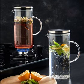 Resim Evstyle Metal Kapaklı Borosilikat Cam Sürahi - 1200 ml 