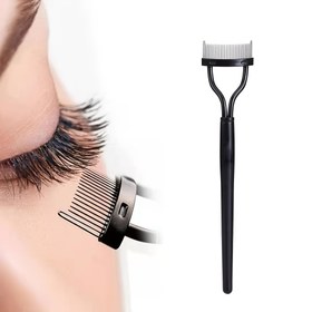 Resim 1 Adet Siyah Kirpik Tarak Kaş Fırçası Kirpik Ayırıcı Maskara Uygulayıcı Kirpik Şekillendirici Tarak Kapaklı Kavisli Tasarım Kozmetik Fırça Aleti 