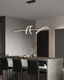 Resim Modern led oturma odası kolye işıkları asılı lamba için yemek masası mutfak vestiyer ofis ev dekor mobilya Minimalist 3043-Q76-0W-ER - Siyah / 100 cm 