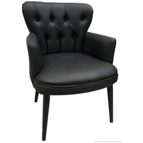 Resim Garden House Tekli Siyah Deri Siyah Gürgen Ayaklı Ofis Koltuk Takımı Kafe Koltuğu Sandalye Berjer Siyah 