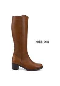 Resim Gönderi R Kadın Taba Antik Fermuarlı Kalın Topuklu Hakiki Deri Çizme Gkzc13444567 Taba 