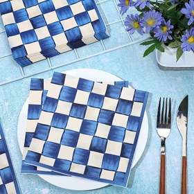 Resim 20'li Mavi ve Beyaz Şekilli Kağıt Peçeteler, Atık Mavi Su Rengi Şekilli Öğle ve Akşam Yemekleri için Peçeteler, Düğünler, Doğum Günü Partileri, Masa Tedarikatı - Elektrik Gerektirmez 