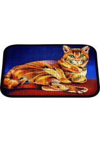 Resim Petesia Kaplan Elekli Desenli Kedi Tuvalet Önü Paspası 60x45 Cm 