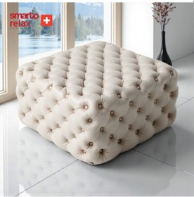 Resim Smarto Relax Puf Poschiavo Ayaksız Kapitoneli Dekoratif 100x100x45 Cm Bej Bej 
