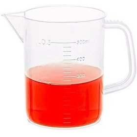 Resim Borox Kulplu Plastik Beher 500 Ml - Kabartma Dereceli Beaker 