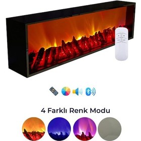 Resim Arif Dekoratif Yapay Elektrikli Şömine - 70x25x15 Cm - Farklı Renk Modları, Kumandalı, Bluetooth 