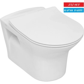 Resim Serel Nita Yuvarlak Kanalsız Asma Klozet (NT36) + Blaze Slim Yavaş Kapanan Kapak 2'li Set 