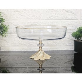 Resim Atabey Home Paşabahçe Oval Borcam Gold Döküm Semerkand Yuvarlak Ayaklı Gold Detaylı Sunumluk 26 cm 