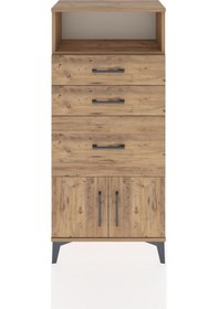 Resim Hyperion Dolap Tek Raflı 3 Çekmeceli 2 Kapaklı 60x44x134 Çam-çam Atlas Çam 